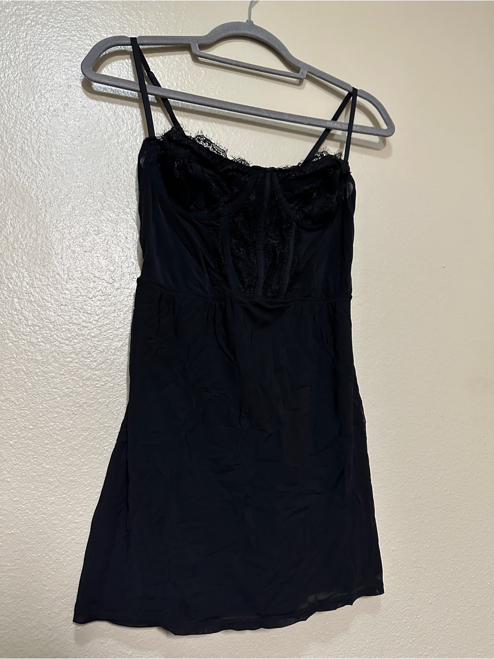 Urban Outfitters Black Lace-Trim Mini Dress